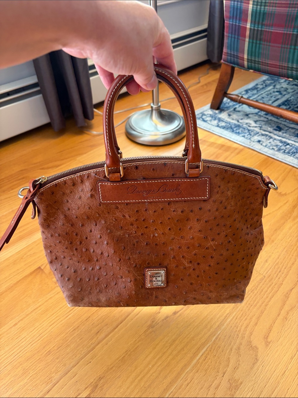 DOONEY & BOURKE OSTRICH LEATHER SATCHEL medium brown
